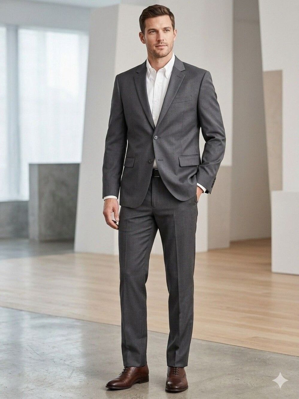 Banana Republic Standard Fit Suit Gray Supr 120s Marzotto Italian Wool 40S 36x27